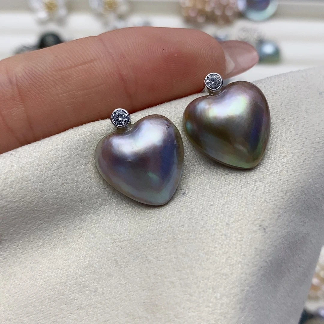 【闪购商品】拼合珍珠（马贝珠）耳饰银S925镶嵌