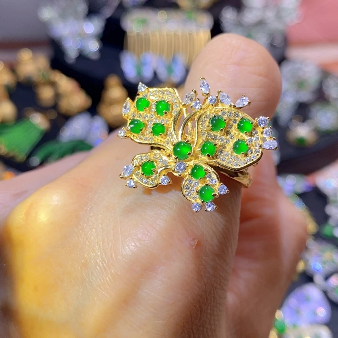 银S925镶嵌挂件翡翠