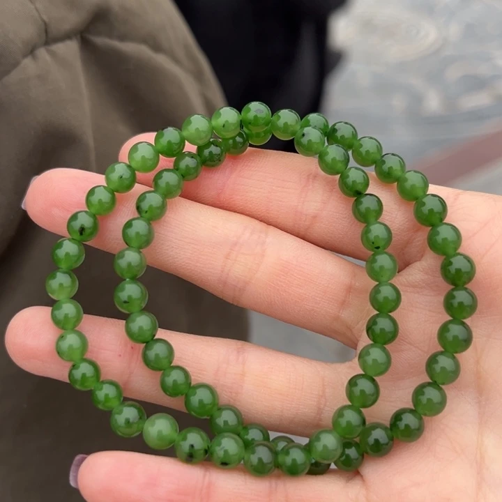 和田玉手串未镶嵌多样性发货拍一发一，卡5.7