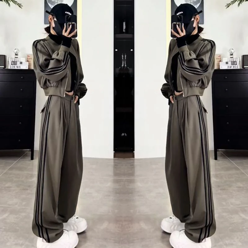 春秋新款韩版时尚休闲运动服套装女拼接立领短外套上衣新疆西藏地