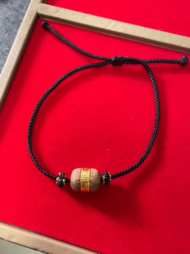 沉香沉香吊坠镶嵌22k设计款桶珠手链