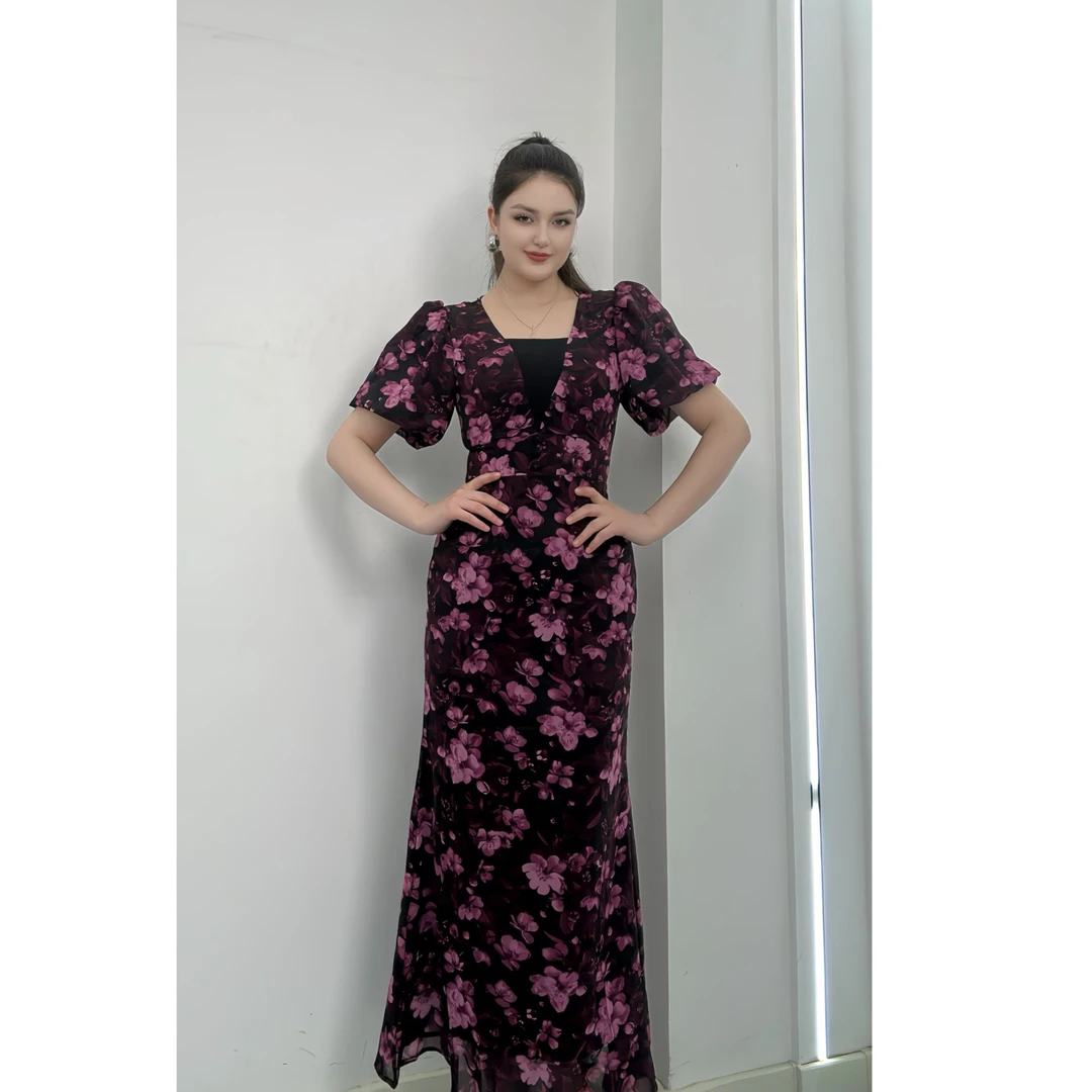 8798【古扎力】新款时尚气质小碎花法式显瘦女装连衣裙