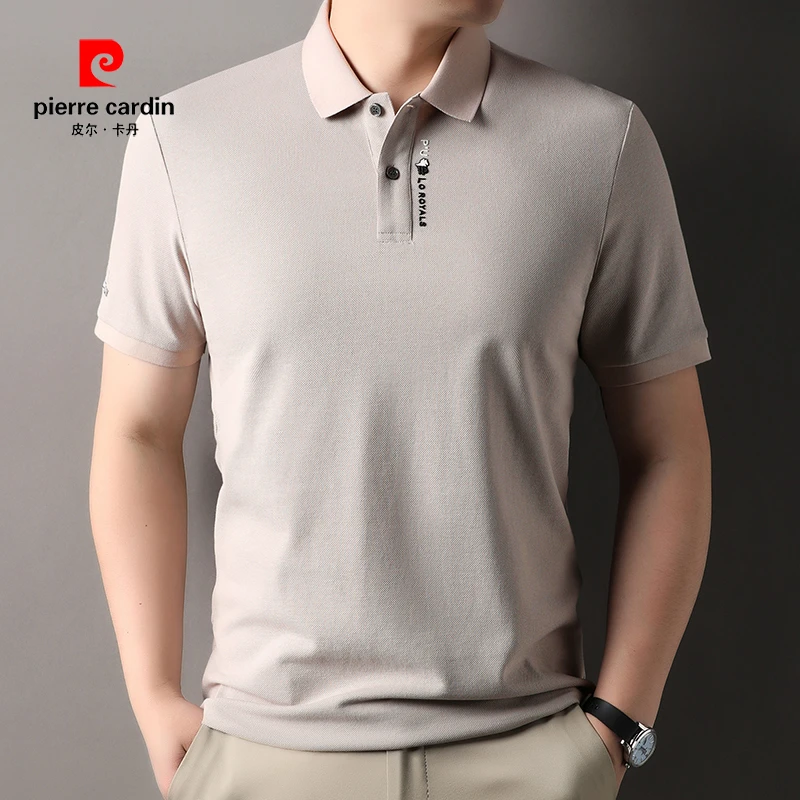 皮尔卡丹新款男士免烫翻领polo衫夏季透气修身男装商务休闲短袖男
