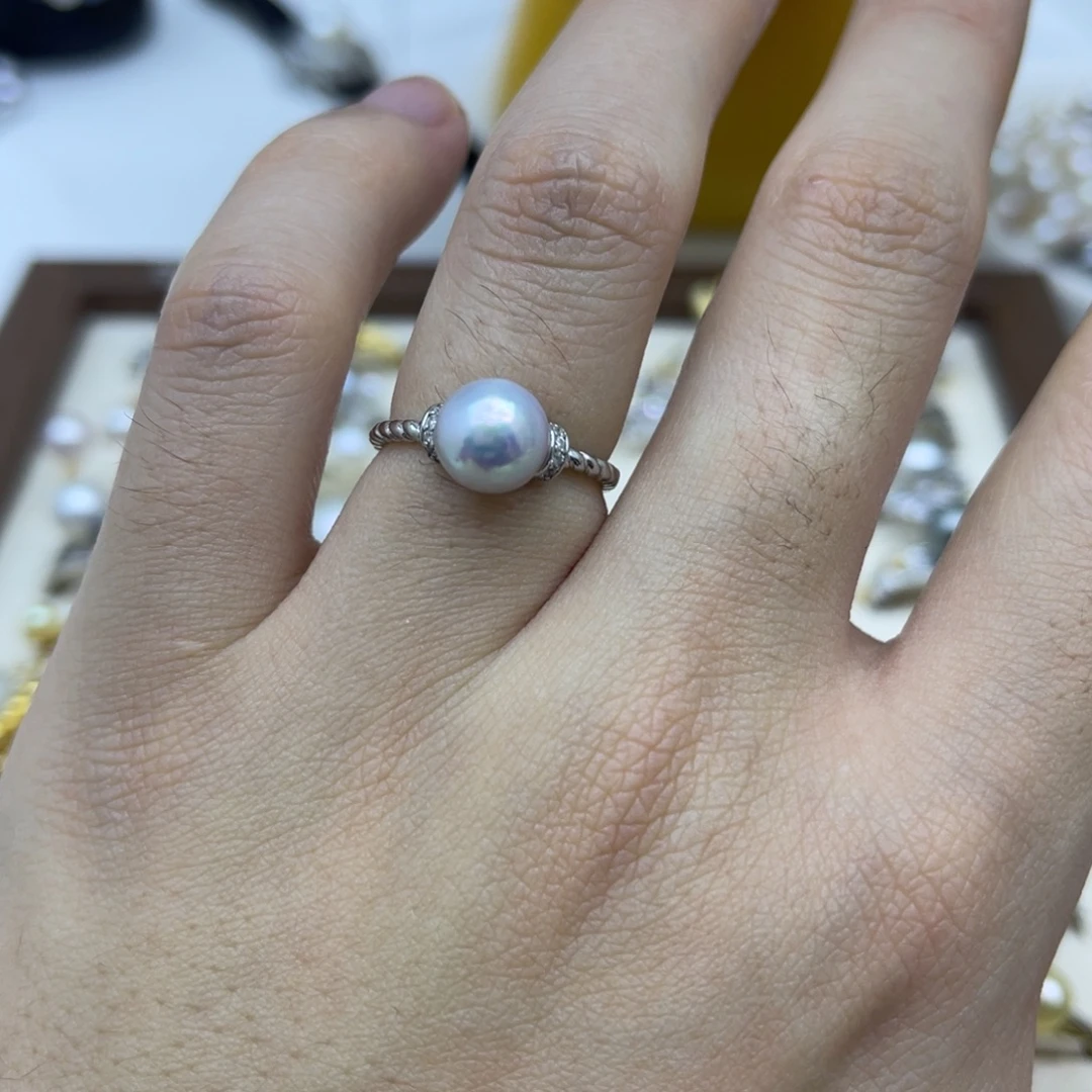 海水珍珠戒指银S925镶嵌
