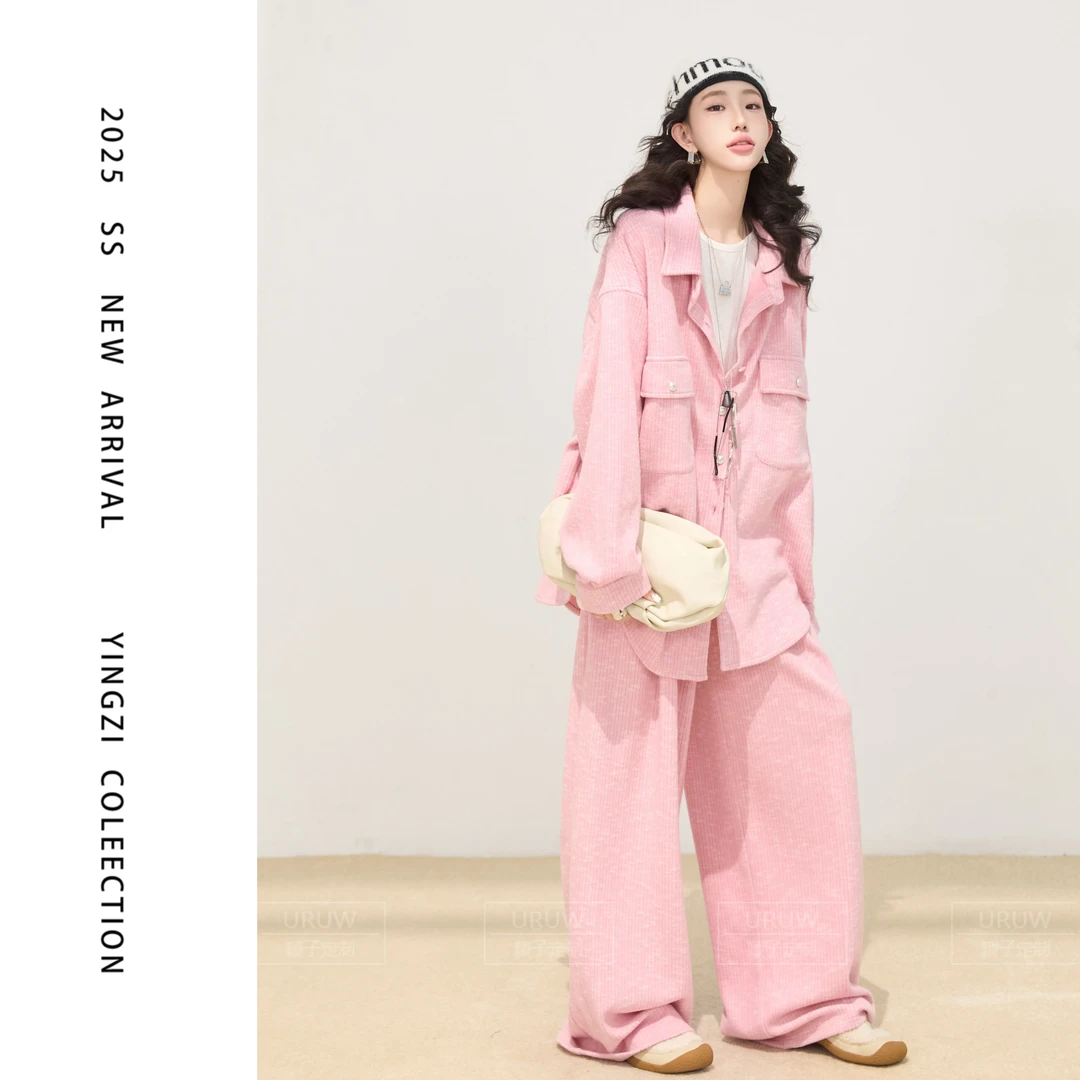 颖子定制【微风色彩】休闲风通勤百搭翻领外套简约时尚纯色长裤9862