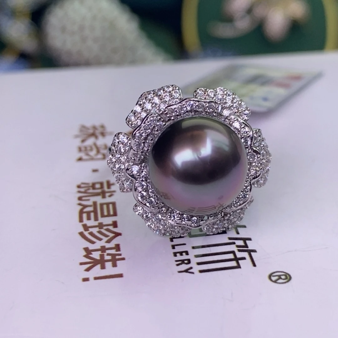 银S925镶嵌戒指海水珍珠
