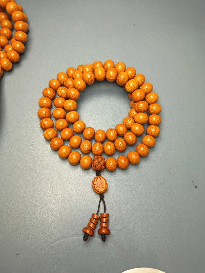 桃核手串算盘16花皮色差66颗