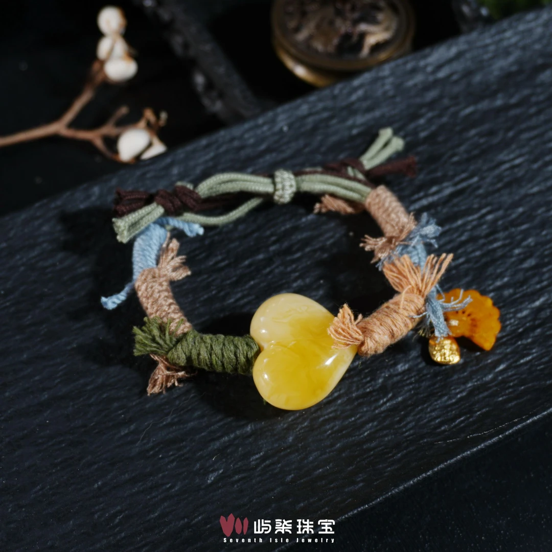 B1270 蜜蜡银925镶嵌 蜜蜡屁桃手绳多样性发一防跑