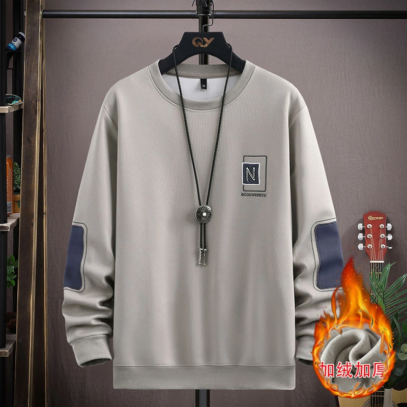 男士长袖冬季常规秋冬卫衣百搭秋冬季加绒韩版圆领潮流套头男装
