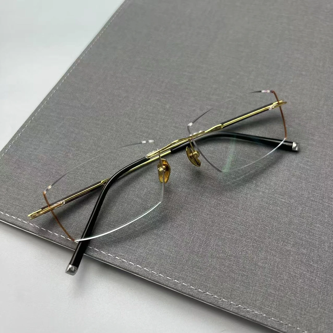 商务超轻纯钛无框眼镜框万金宝同款眼镜切边造型私奢定制眼镜