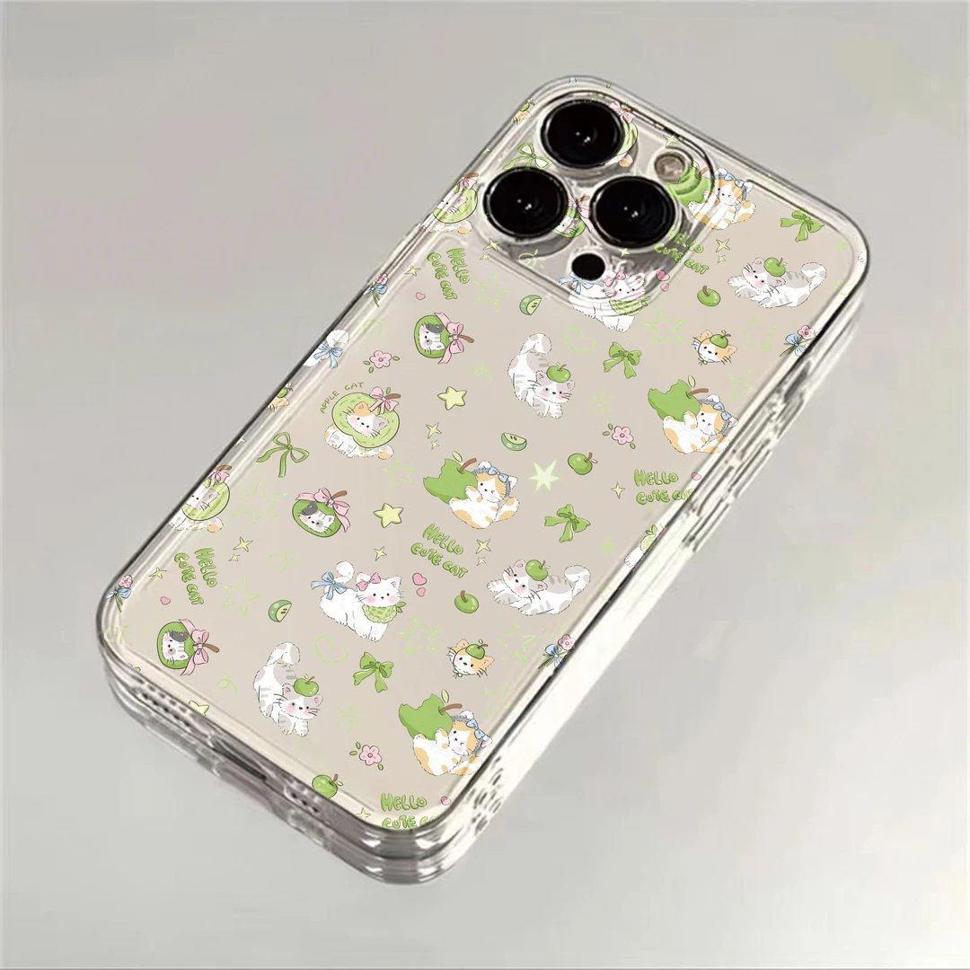 青苹果猫咪适用iPhone16小米15华为苹果14promax手机壳12太空软壳