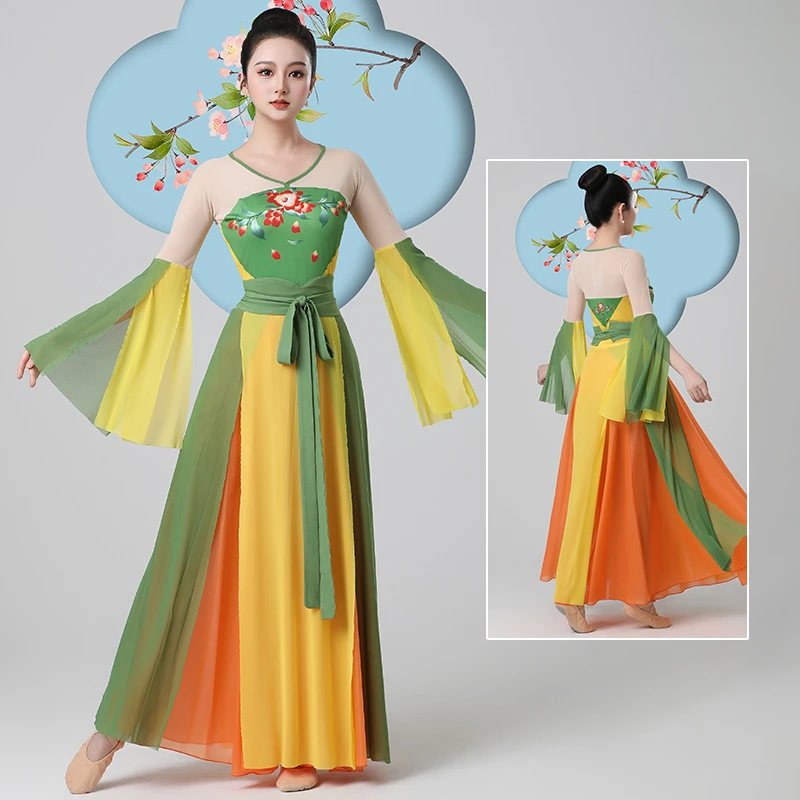 2025新款古典舞演出服艺考广场舞扇子舞蹈服装飘逸身韵练功服DXJ