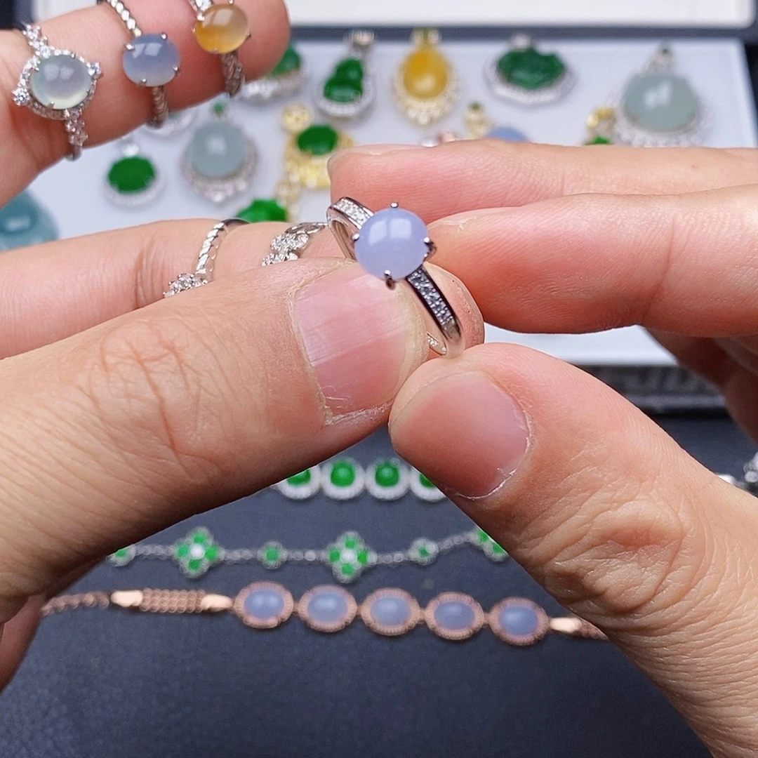 翡翠戒指银S925镶嵌戒指