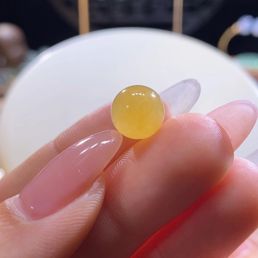 翡翠未镶嵌吊坠(不含链)翡翠冰鲜黄圆珠卡10.5