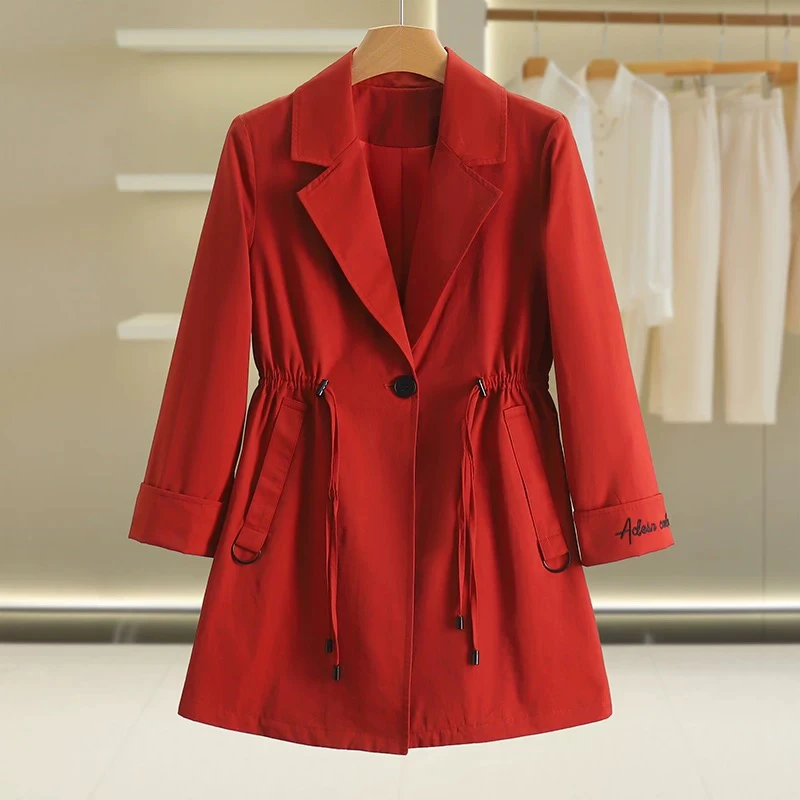 【Z2517】中长款修身显瘦时尚洋气韩版气质风衣外套F3