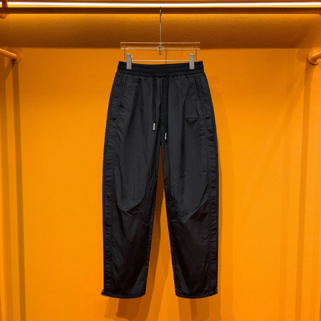 2025夏季新款男士松紧腰抽绳休闲裤时尚潮流休闲排扣卫裤