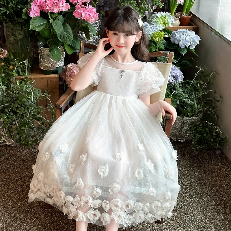 女童夏装2025新款洋气大童公主裙女孩连衣裙高级感礼服儿童夏季裙