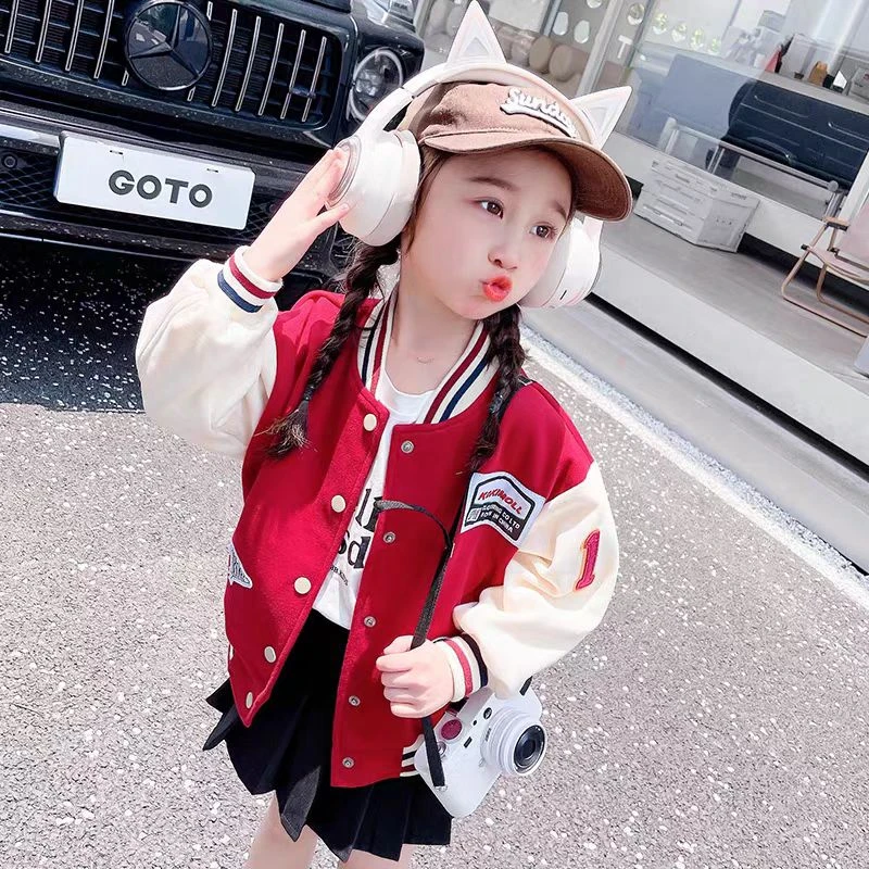 【565款】翻领常规纯色单排扣春装童装洋气秋款棒球服外套