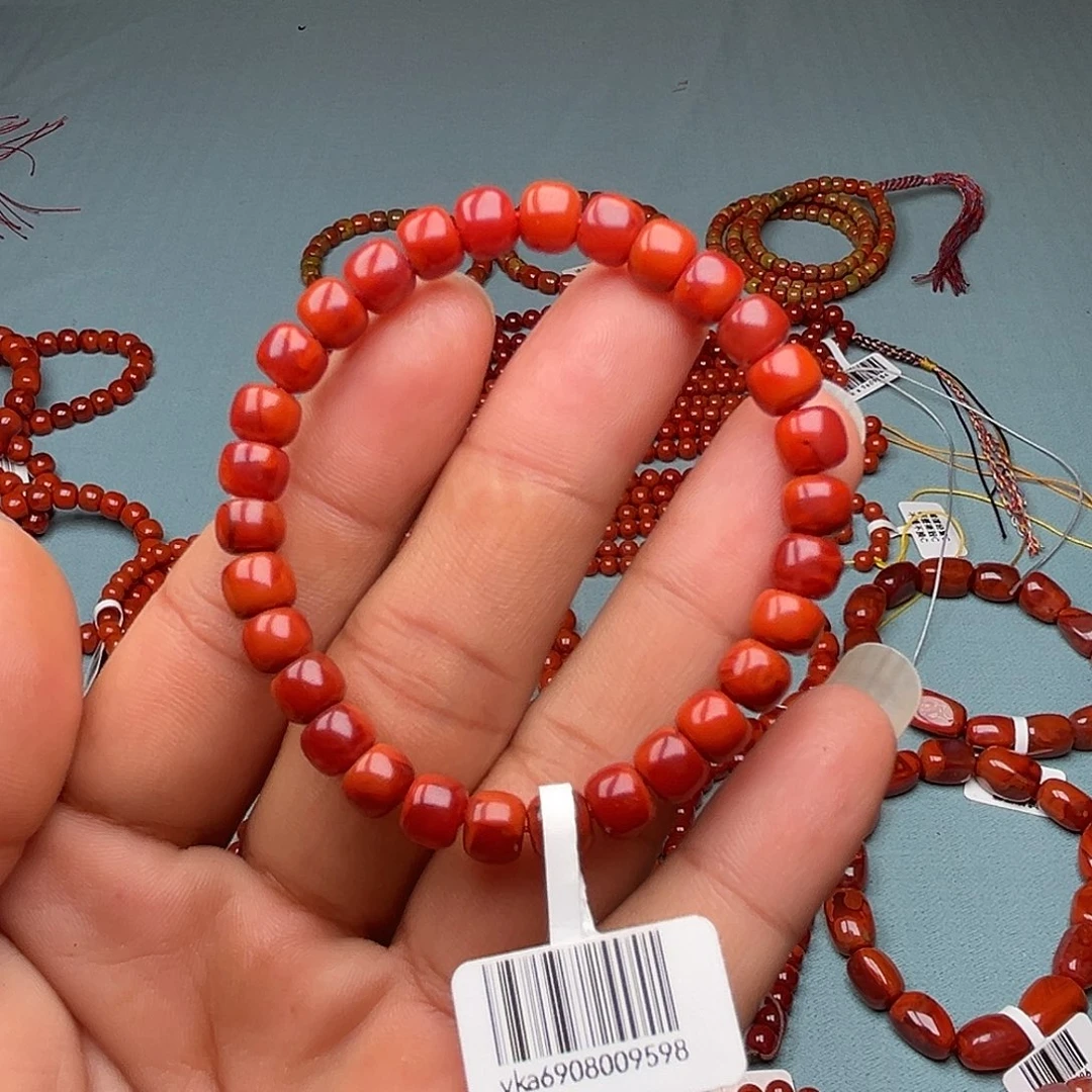 南红玛瑙未镶嵌手链牛血双色卡7