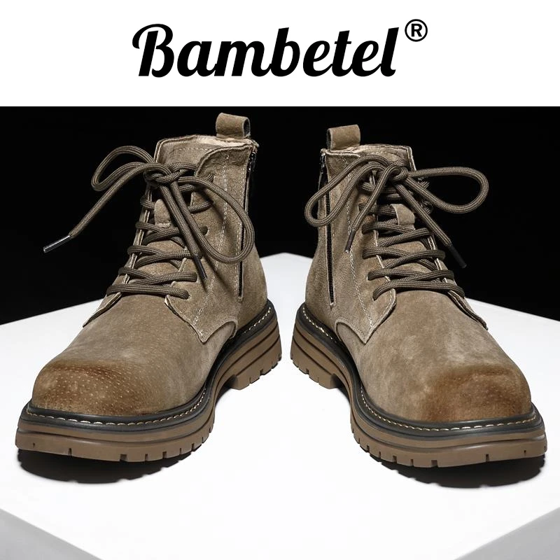 Bambetel男士高帮休闲厚底沙漠靴工装靴防滑雪地军靴户外复古潮鞋