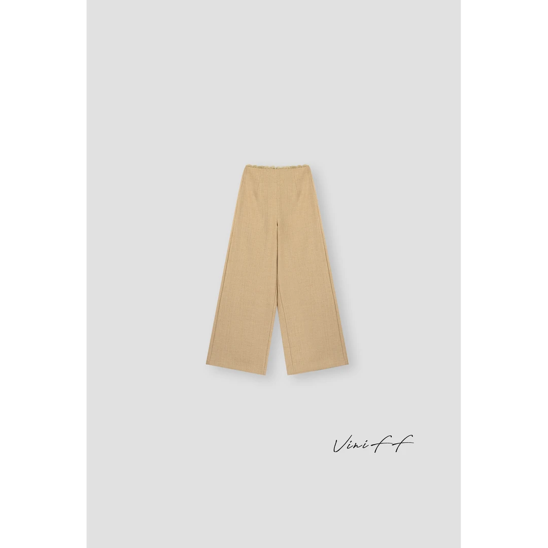 ViniFF薇妮｜2025S/S 夏季新款 时尚简约蕾丝边休闲裤WZ5CK008