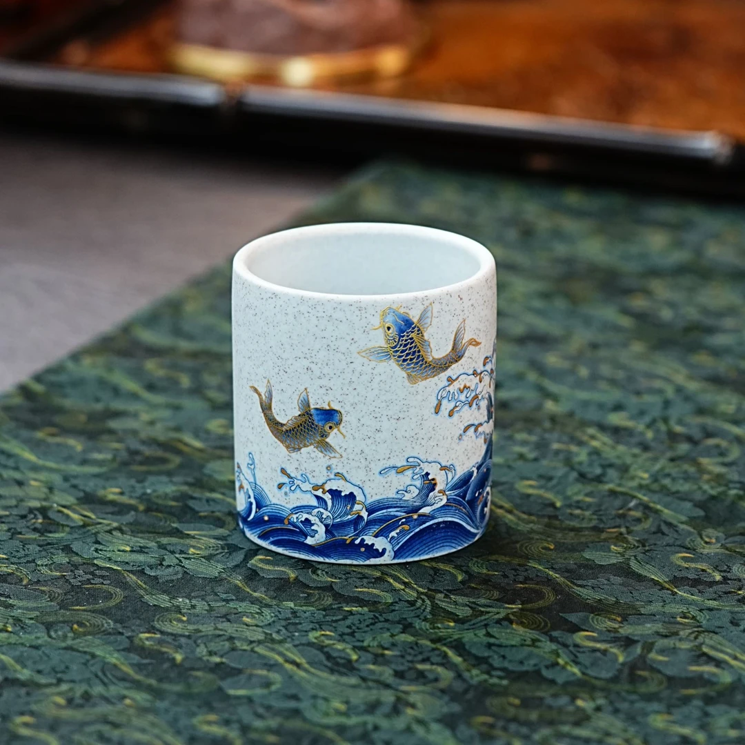 宜兴正宗紫砂珐琅彩鱼跃龙门正宗紫砂茶杯网红茶器紫砂主人杯