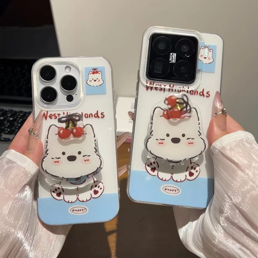 转转樱桃西高地适用苹果16/15华为p70手机壳iPhone14oppo防摔个性