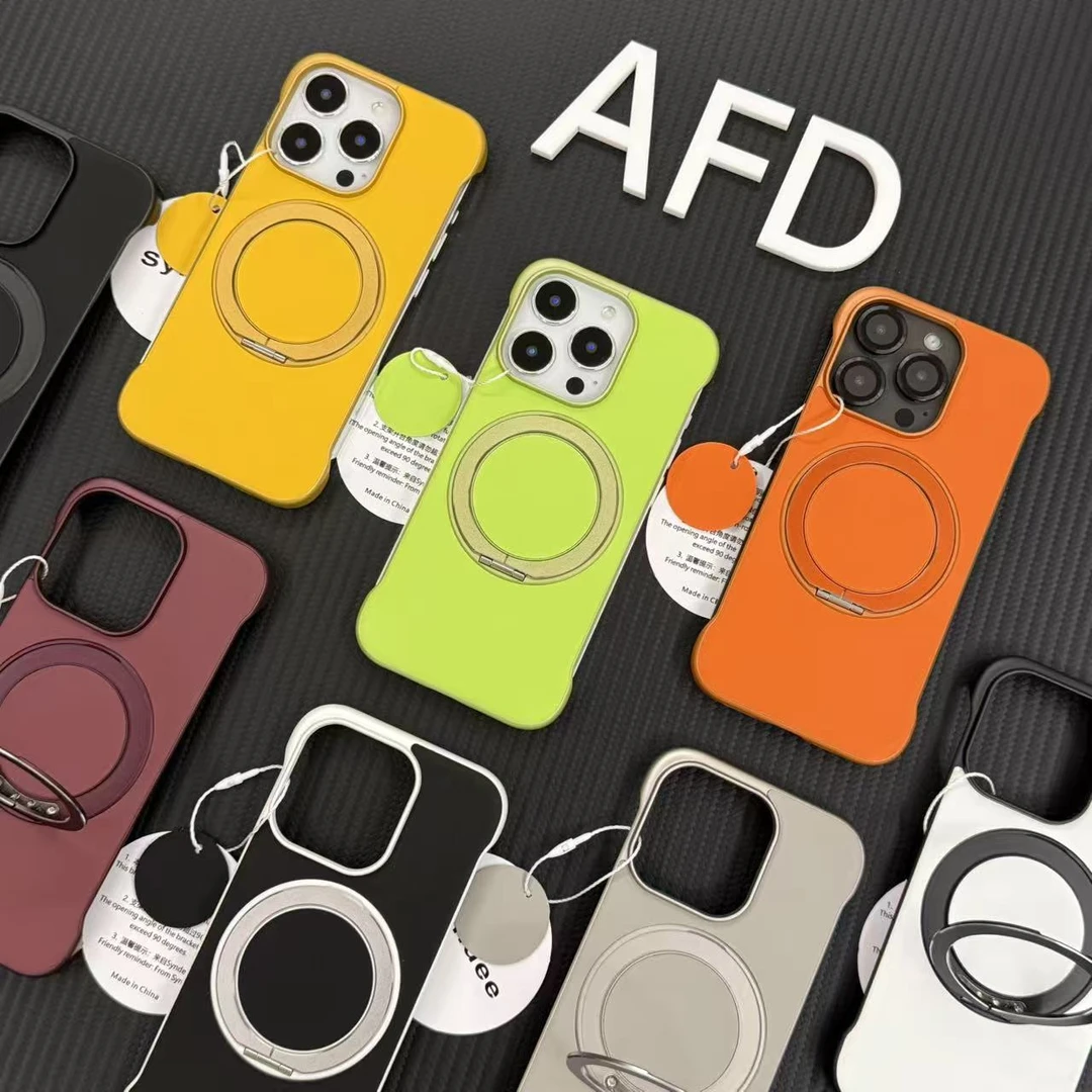 GGBond新款皮纹无边框磁吸支架适用iPhone16手机壳小米17华为P70