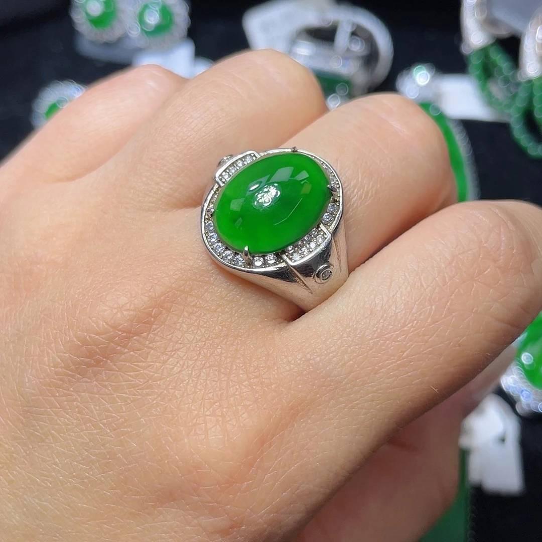 翡翠颈饰银S925镶嵌烟***事翡翠