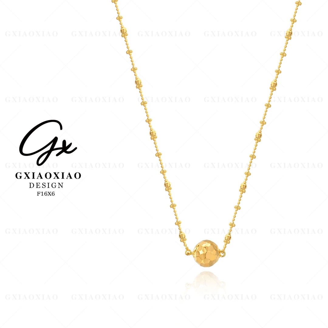 G XIAOXIAO 925银 镀K金 【闪耀灯球】高级感球形项链 F16X6 F16X7