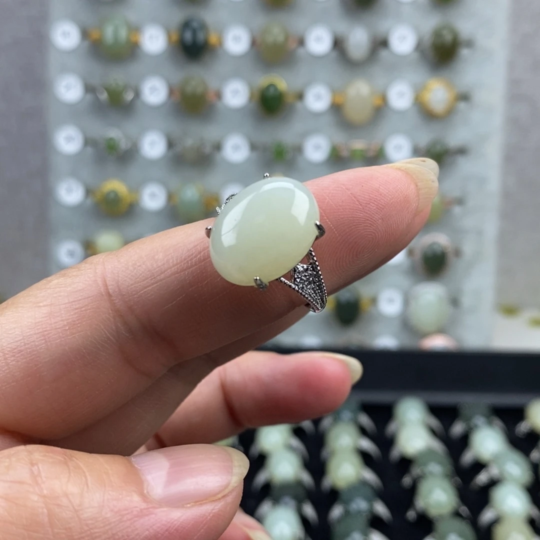 和田玉（白玉）合金戒指