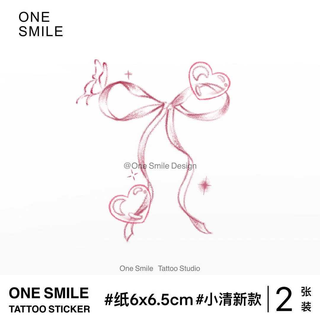ONESMILE 少女心蝴蝶结 ins风彩色可爱防水持久小清新手腕纹身贴