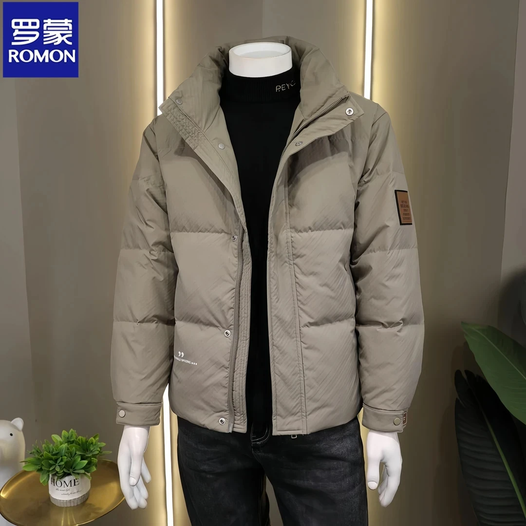 Romon/罗蒙羽绒服外套男士高端冬季新款潮牌休闲夹克百搭加厚商务