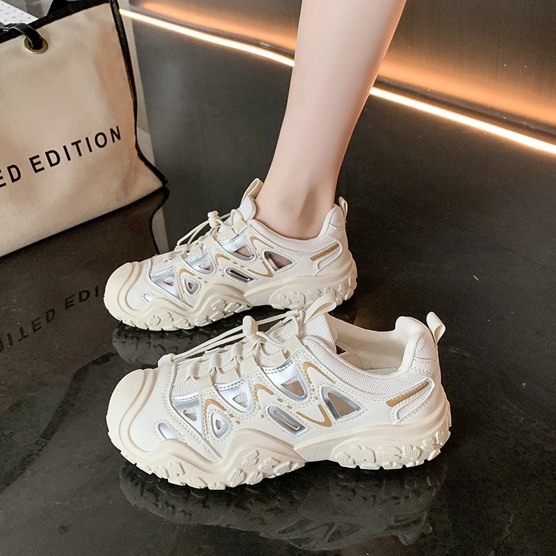 3688-A/38【新疆包邮】镂空登山鞋网面透气户外运动休闲百搭老爹鞋