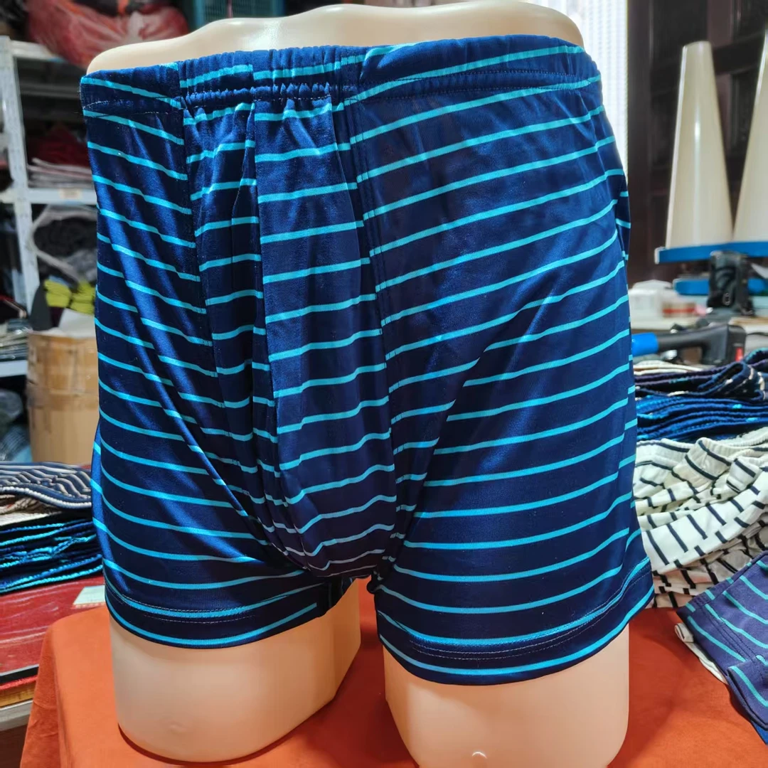 (帛贸蚕丝)男士100纯桑蚕丝白厂丝重磅双面真丝针织宽松条纹短裤