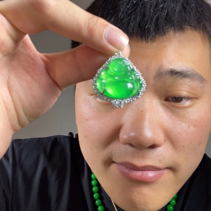 颈饰未镶嵌翡翠高端时尚豪镶佛公吊坠