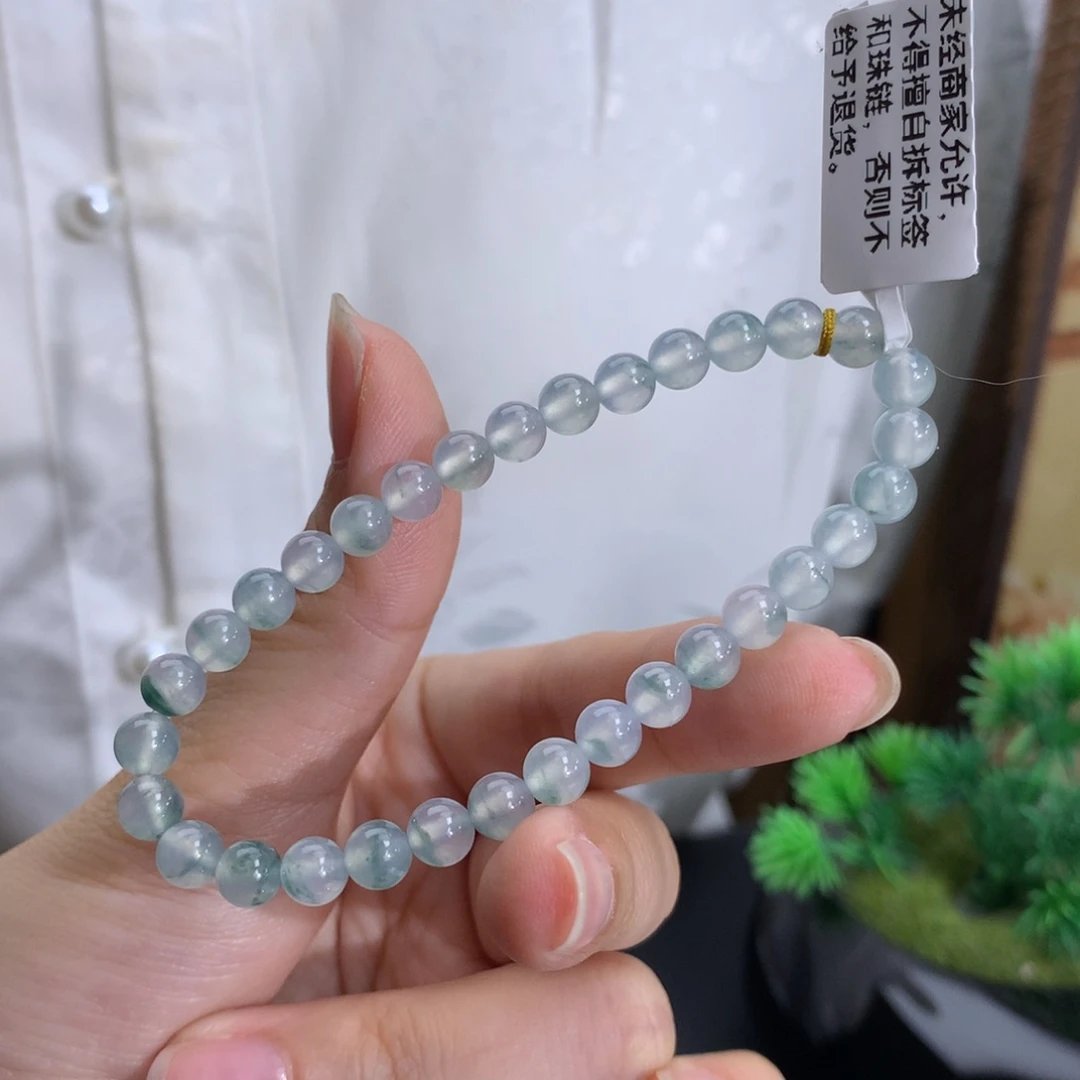 未镶嵌手串翡翠卡5.5冰种蓝飘花
