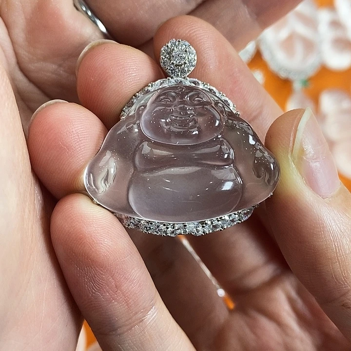 石英质玉银S925镀金镶嵌颈饰