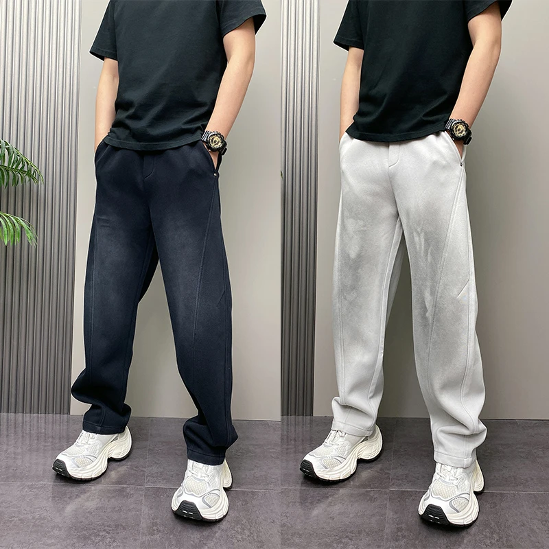 2025年秋冬季潮流韩版痞帅百搭脏脏裤青年男士休闲运动卫裤子男式