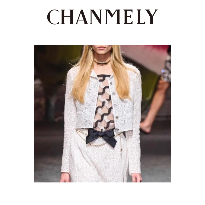【CHANMITY】25/ss高级香风手工坊刺绣珠片镂空山茶花外套0241579
