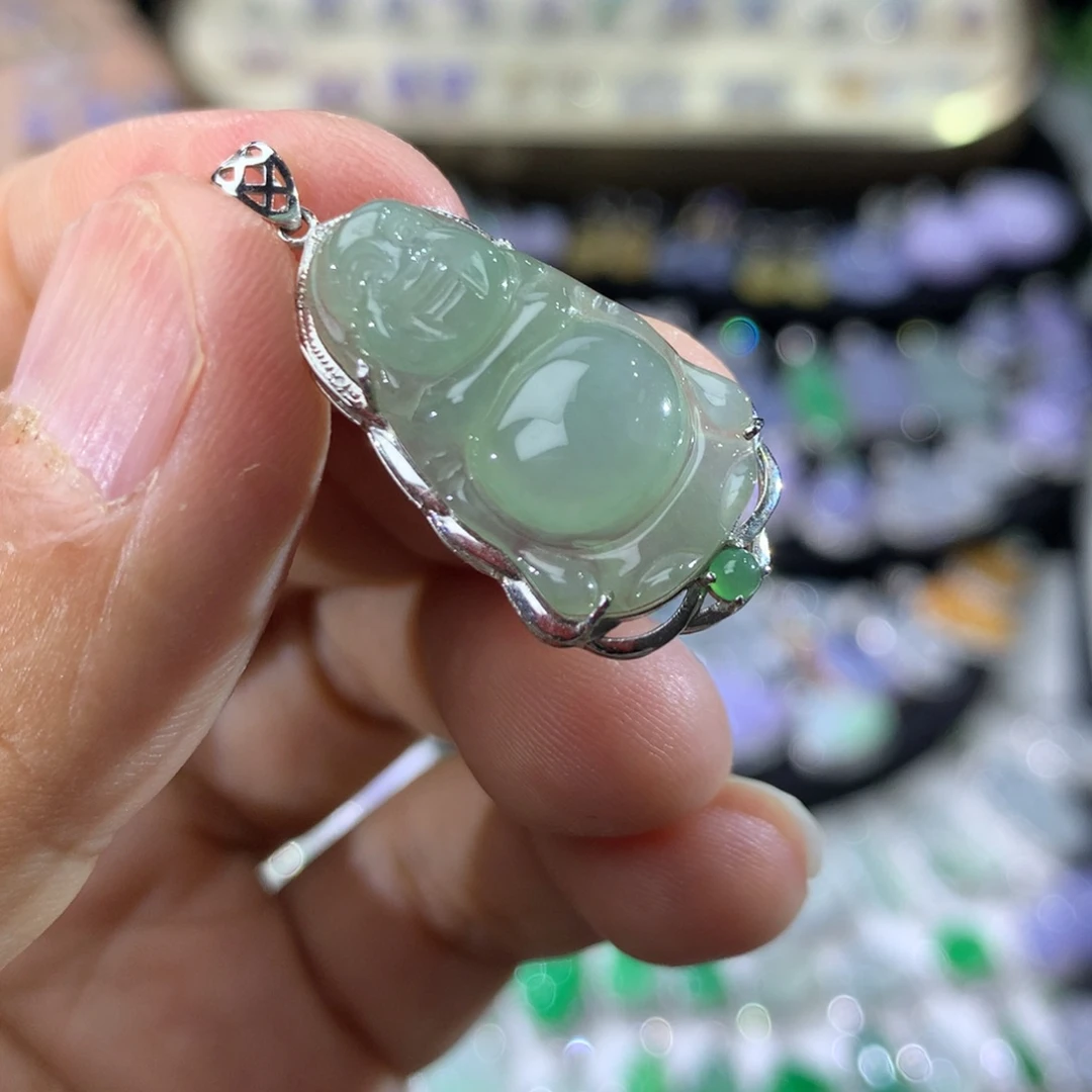 翡翠18K金镶嵌吊坠(不含链)