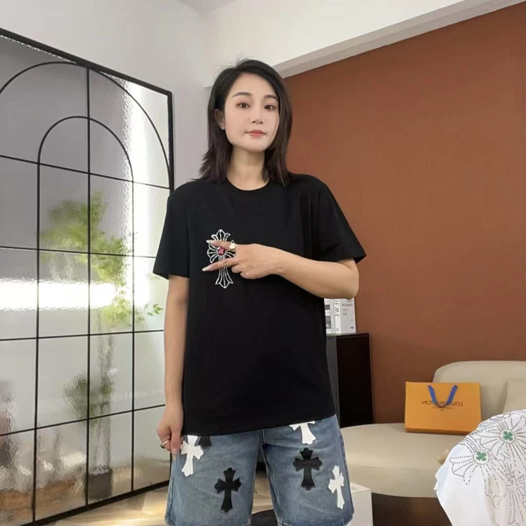 【高端定制21】亮晶晶圆领休闲短袖 正肩透气T恤 男女同款