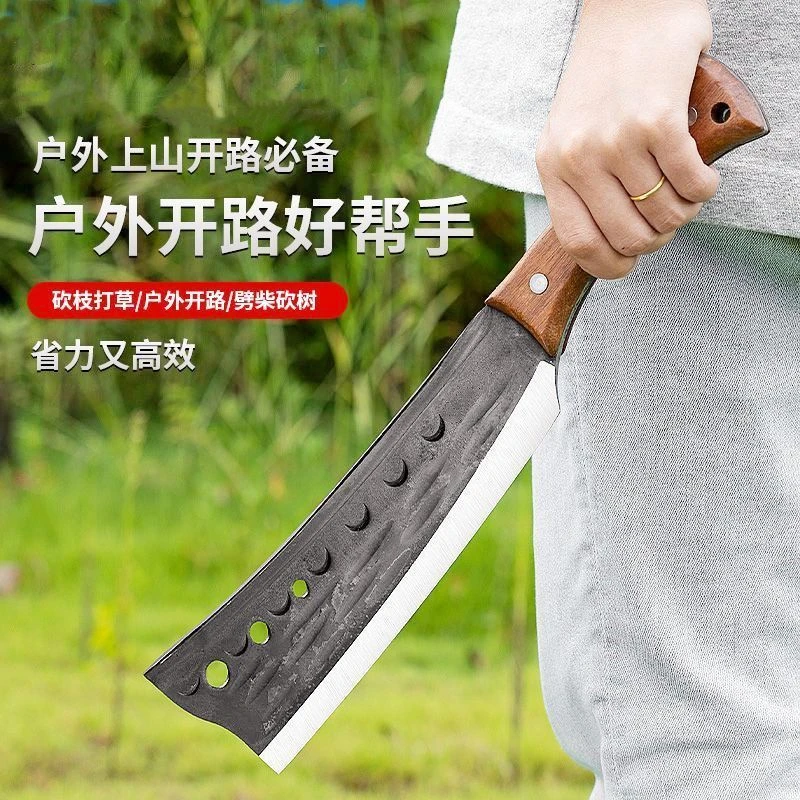 新款锻打木柄夹把砍柴砍树刀开山开路劈柴神器农用镰刀长柄弯勾刀