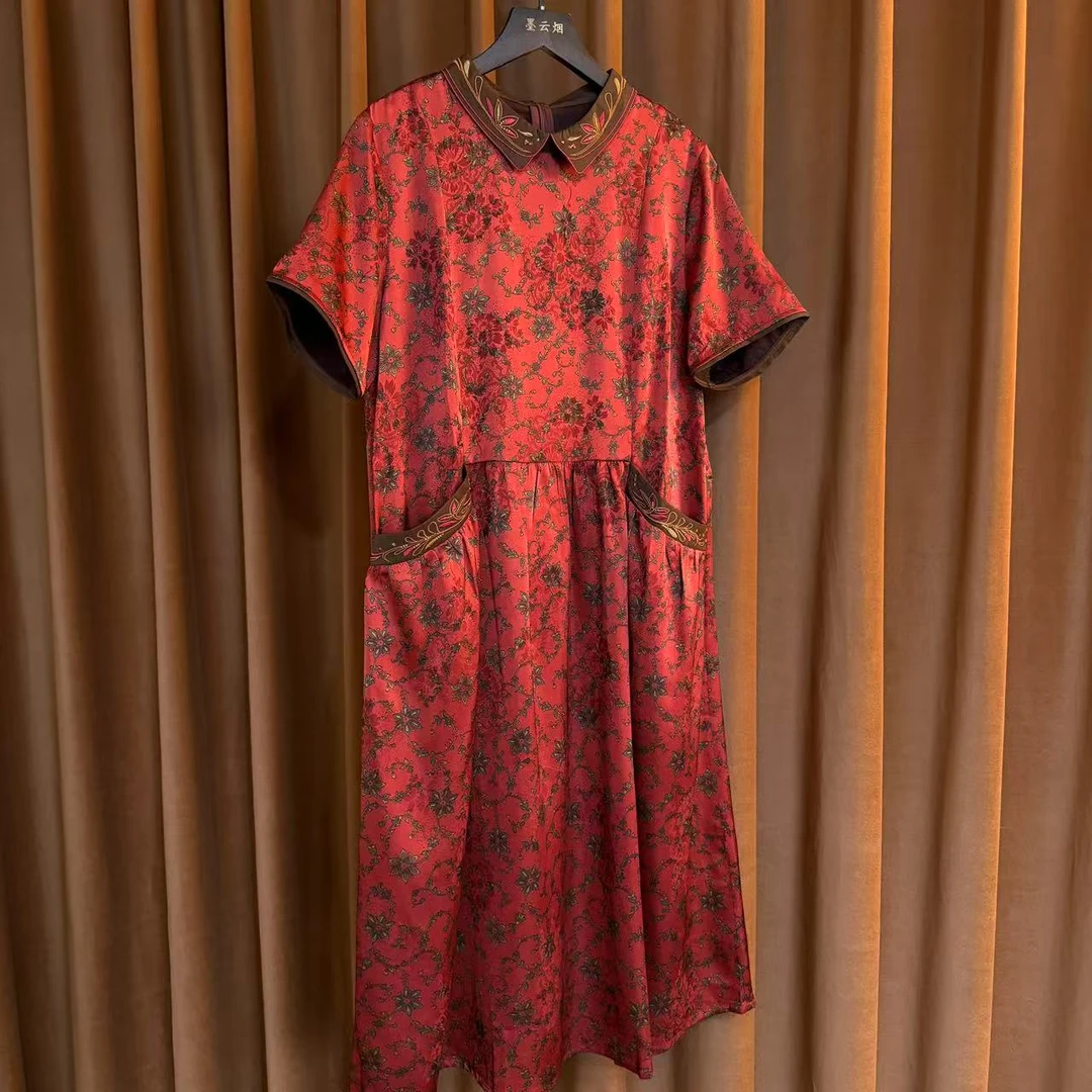 【菊月】新中式时尚国风复古气质连衣裙女装2025夏季新款长裙