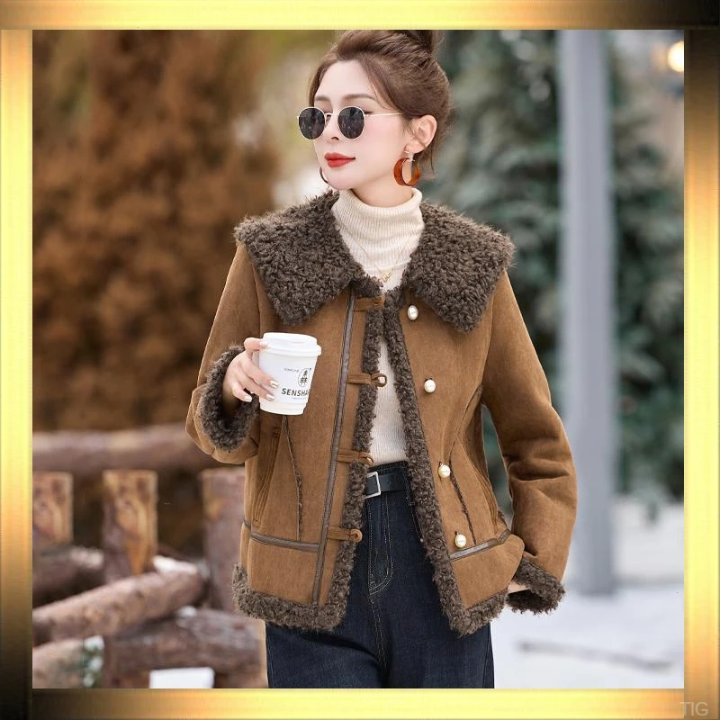 秋冬季小个子棉衣机车服夹克翻领保暖新款学院风加绒加厚外套女