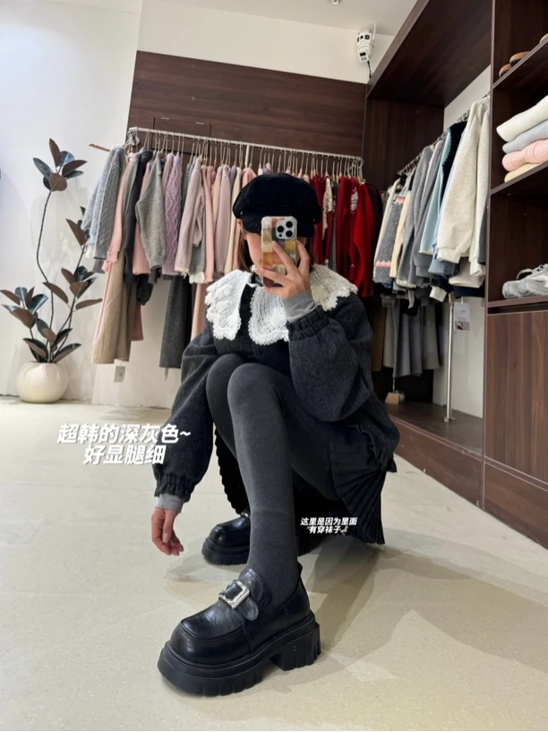 秋冬m*u系平纹打底裤袜连脚