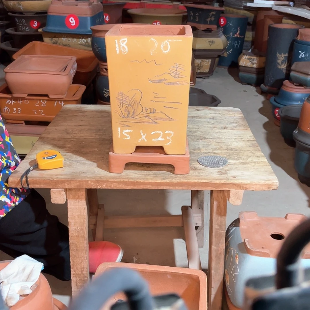 紫砂花盆高四方盆一个