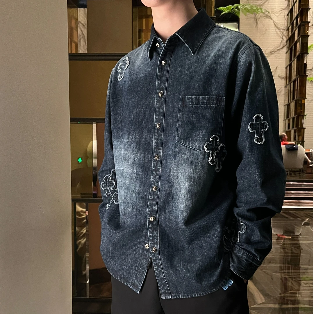 Eicalonce·意卡伦萨 25·SS时尚百搭牛仔外套衬衫春季长袖SM12026
