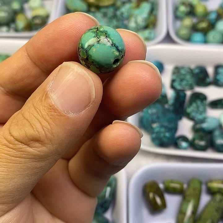 未镶嵌高瓷绿网花圆珠卡15