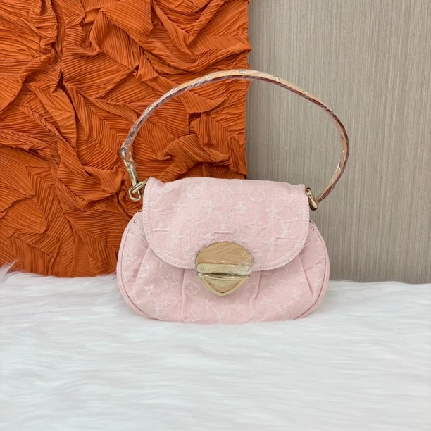 99新 LouisVuitton/路易威登 新款sunset粉色丹宁元宝斜挎包